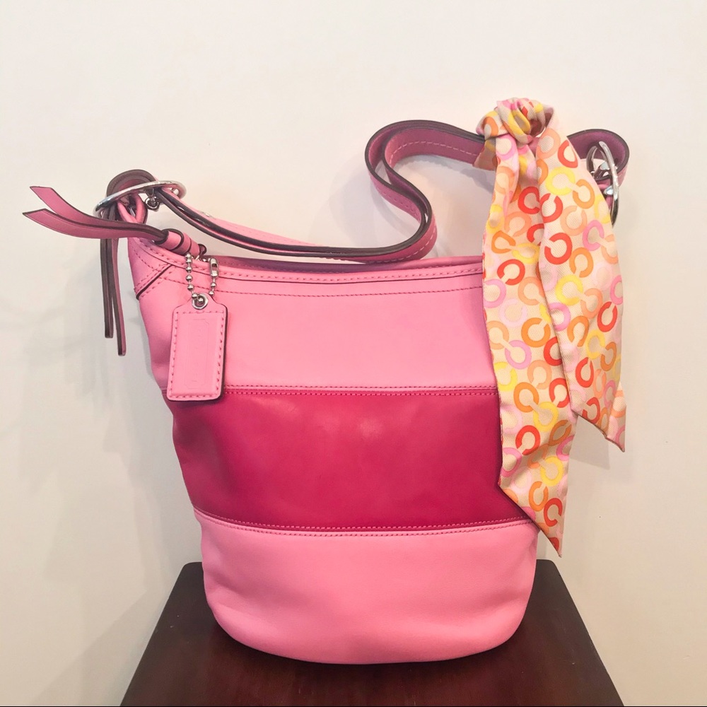 Coach Bucket Bag with Scarf